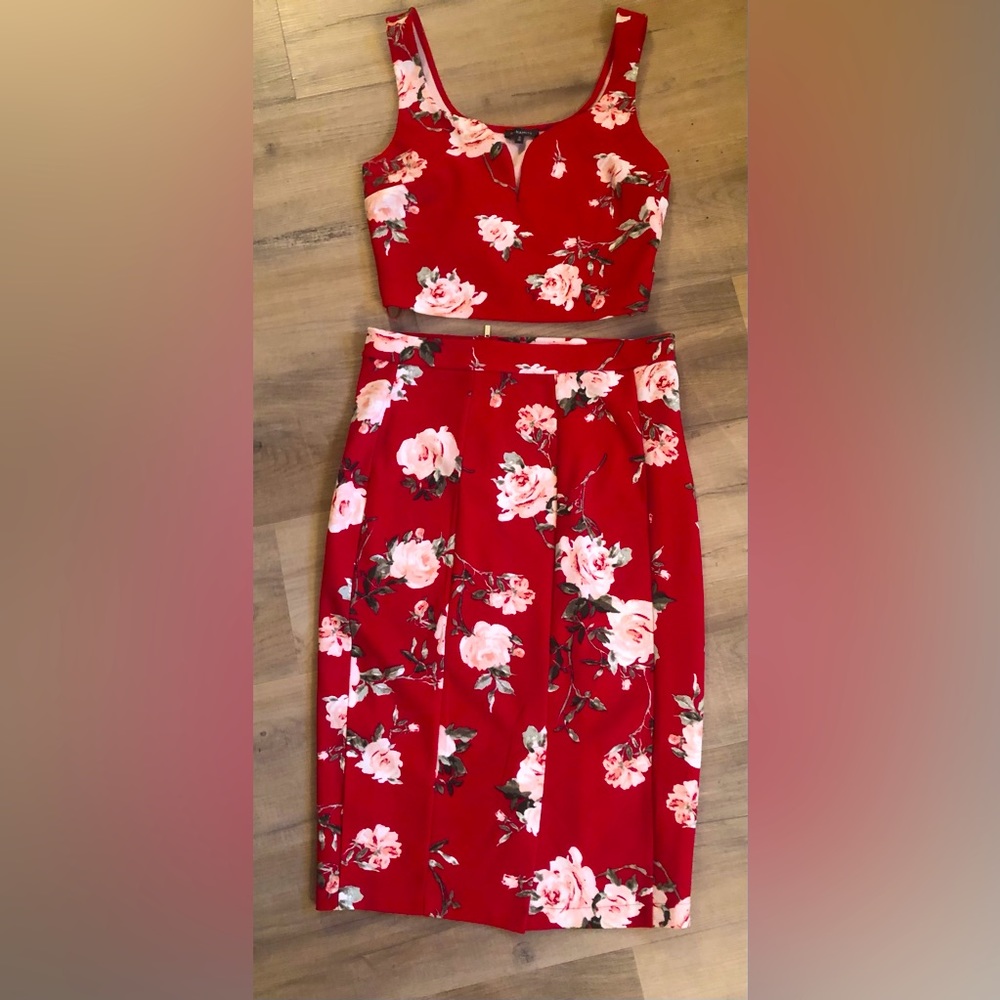 Crop tank top with matching skirt
